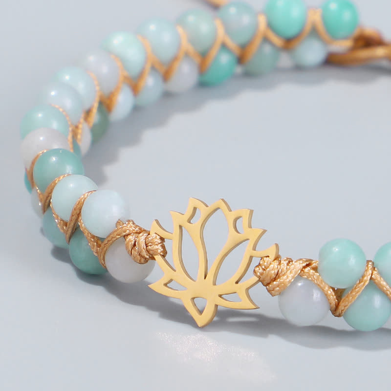 Nimara Ritual Amazonite Beads Lotus Flower Balance Weave Bracelet