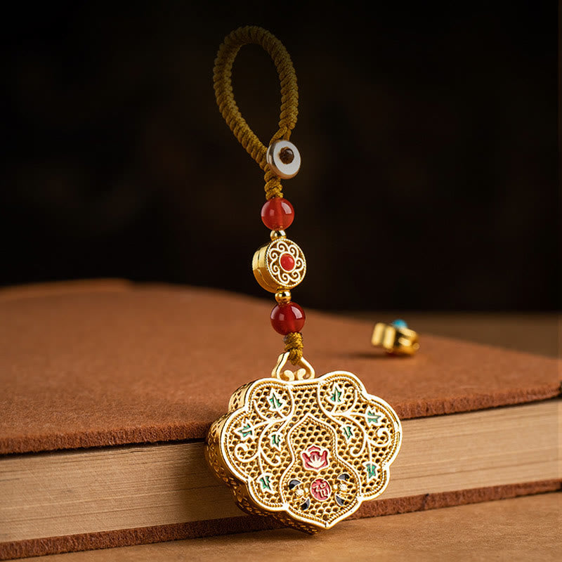 Nimara Ritual Lock of Good Wishes Fu Character Luck Blessing Key Chain
