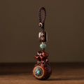 Absorb Negative Energy Small Leaf Red Sandalwood Money Bag Om Mani Padme Hum Rotatable Protection Hanging Decoration