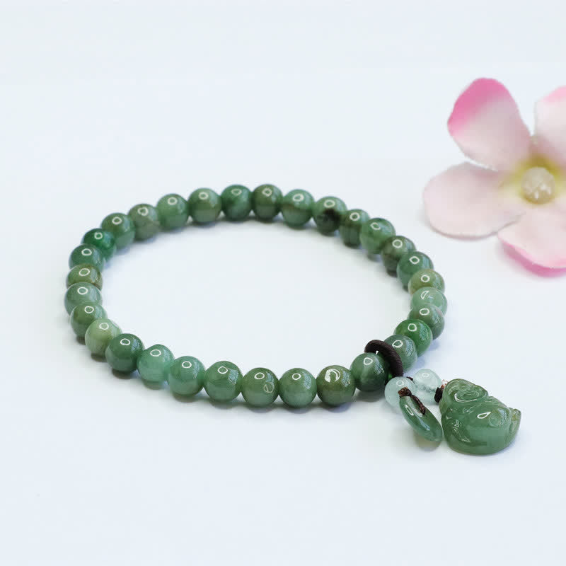 Nimara Ritual Laughing Buddha Cyan Jade Healing Bracelet