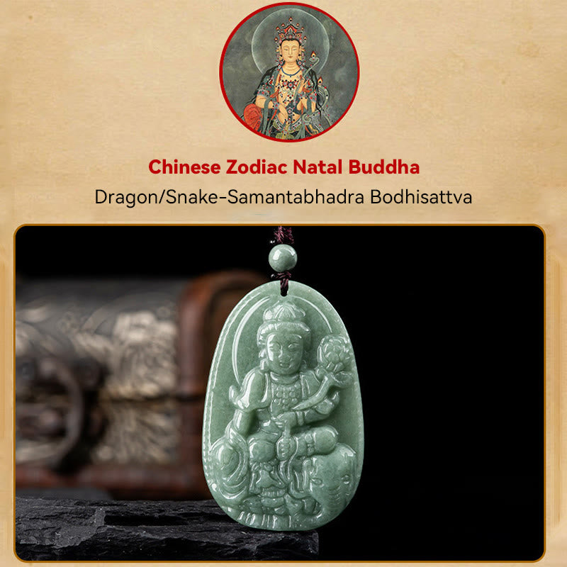 Nimara Ritual Chinese Zodiac Natal Buddha Natural Jade Wealth Prosperity Necklace Pendant
