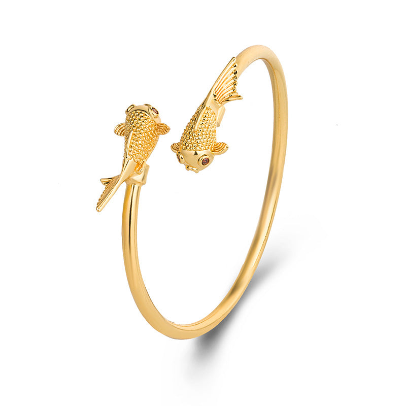 Nimara Ritual Double Koi Fish Copper Prosperity Wealth Bracelet