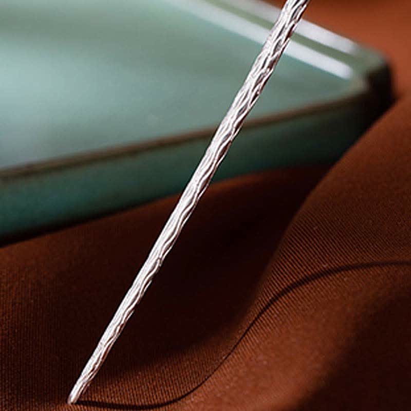 Nimara Ritual 925 Sterling Silver Hetian White Jade Flower Blessing Hairpin