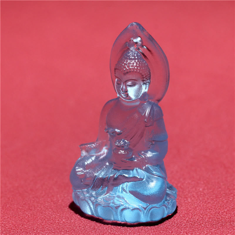 Nimara Ritual Blue Tathagata Buddha Medicine Buddha Liuli Crystal Serenity Amulet Necklace Pendant
