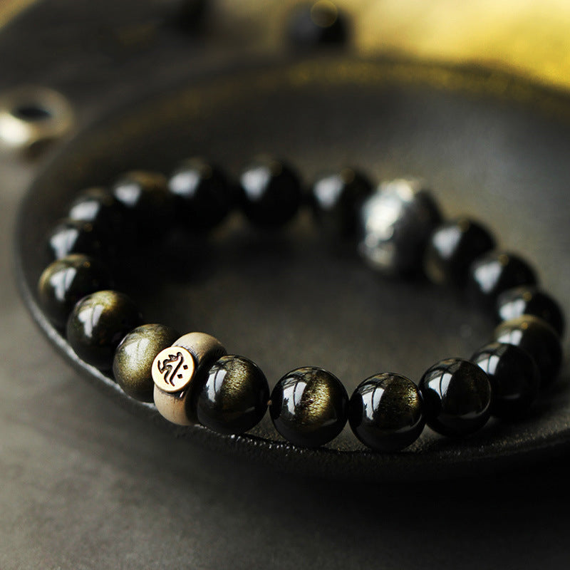Nimara Ritual Chinese Zodiac Natal Buddha Obsidian Purification Bracelet