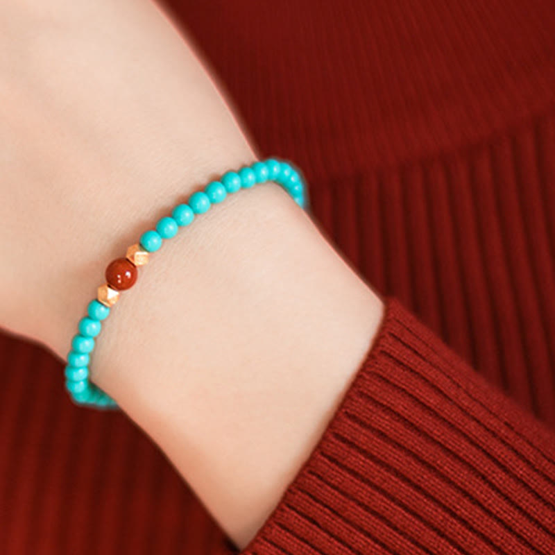 Nimara Ritual Turquoise Red Agate Beaded Protection Bracelet