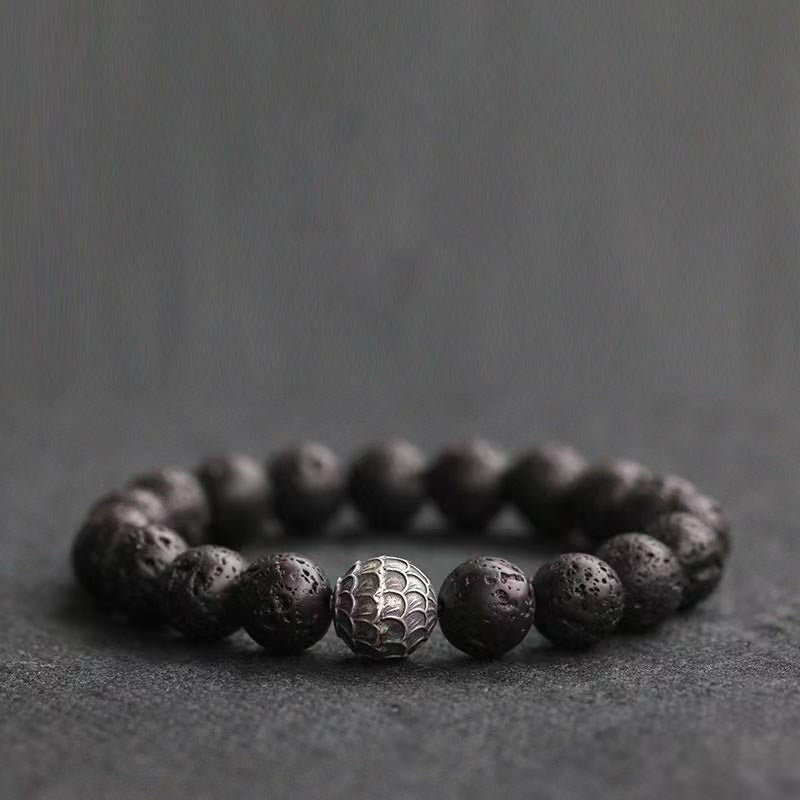 Nimara Ritual Lava Rock Fish Scales Bead Healing Bracelet