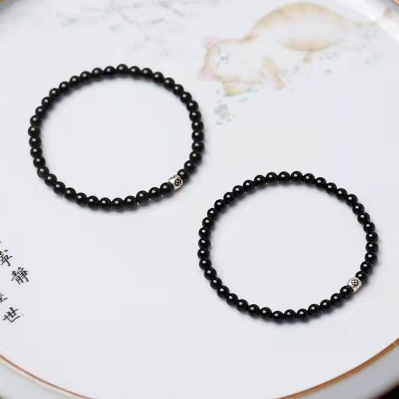 Nimara Ritual Natural Black Obsidian Smoky Quartz Purification Strength Bracelet