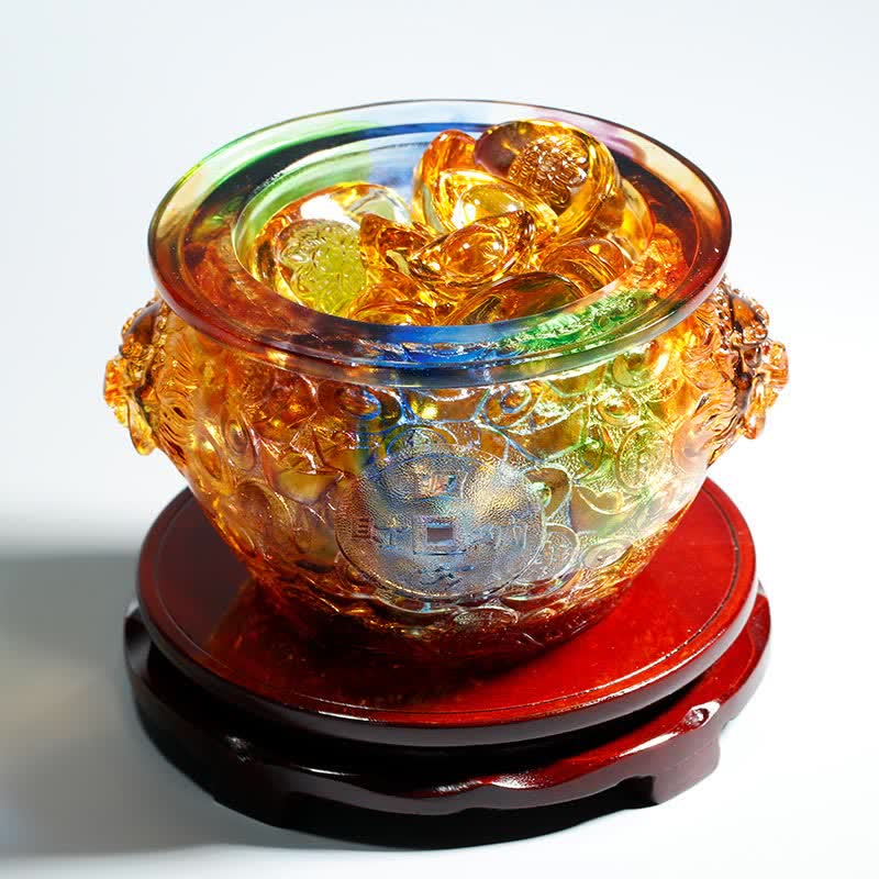 Nimara Ritual Handmade Liuli Crystal Treasure Bowl Art Piece Home Decoration
