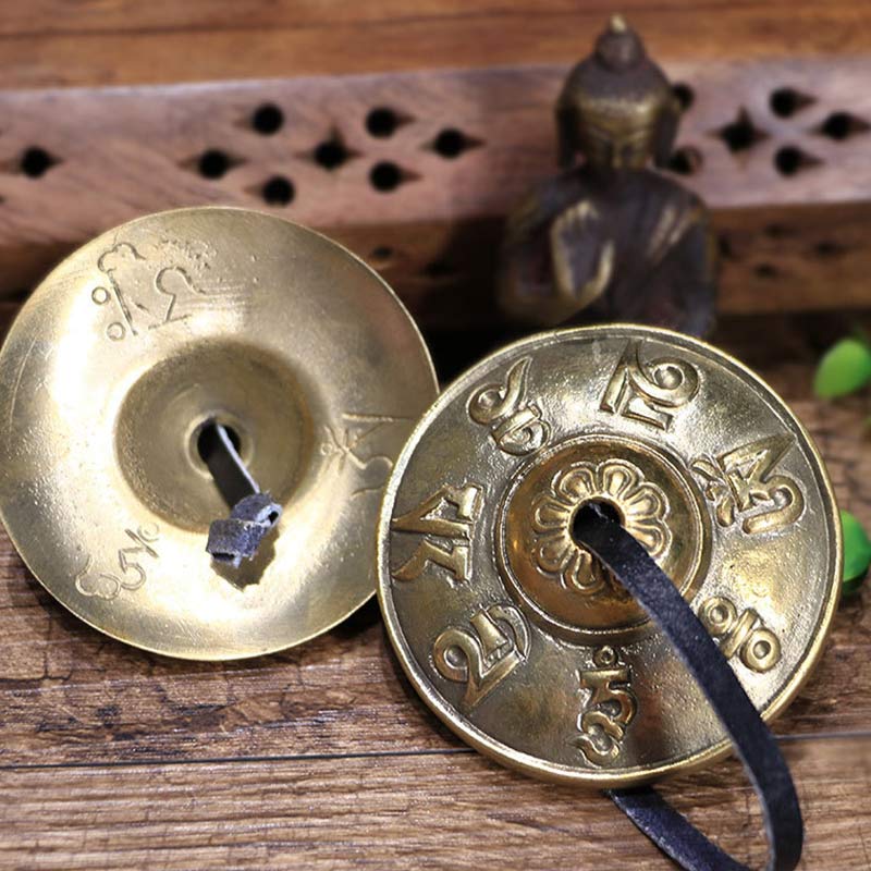 Nimara Ritual Tibetan Tingsha Bell Six True Words Dragon Copper Balance Decoration With Bag