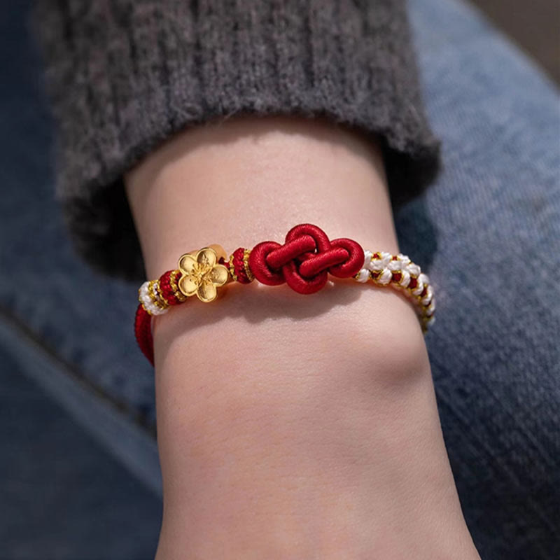 Nimara Ritual Handmade True Love Knot Peach Blossom Charm Luck Rope Bracelet
