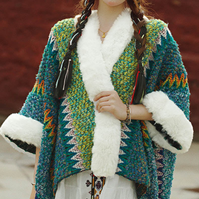 Nimara Ritual Tibetan Multicolored Striped Shawl Winter Cozy Travel Scarf Wrap