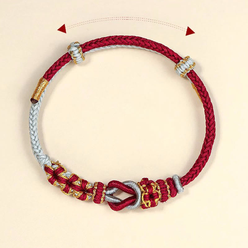 Nimara Ritual Handmade Peach Blossom Knot Eight Thread Peace Knot Luck Protection Bracelet
