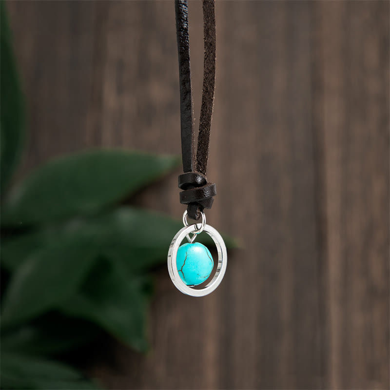 Nimara Ritual Round Turquoise Stone Protection Strength Necklace Pendant
