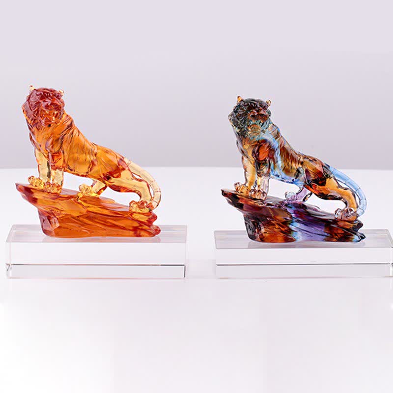 Nimara Ritual Handmade Liuli Crystal Tiger Art Piece Protection Home Decoration
