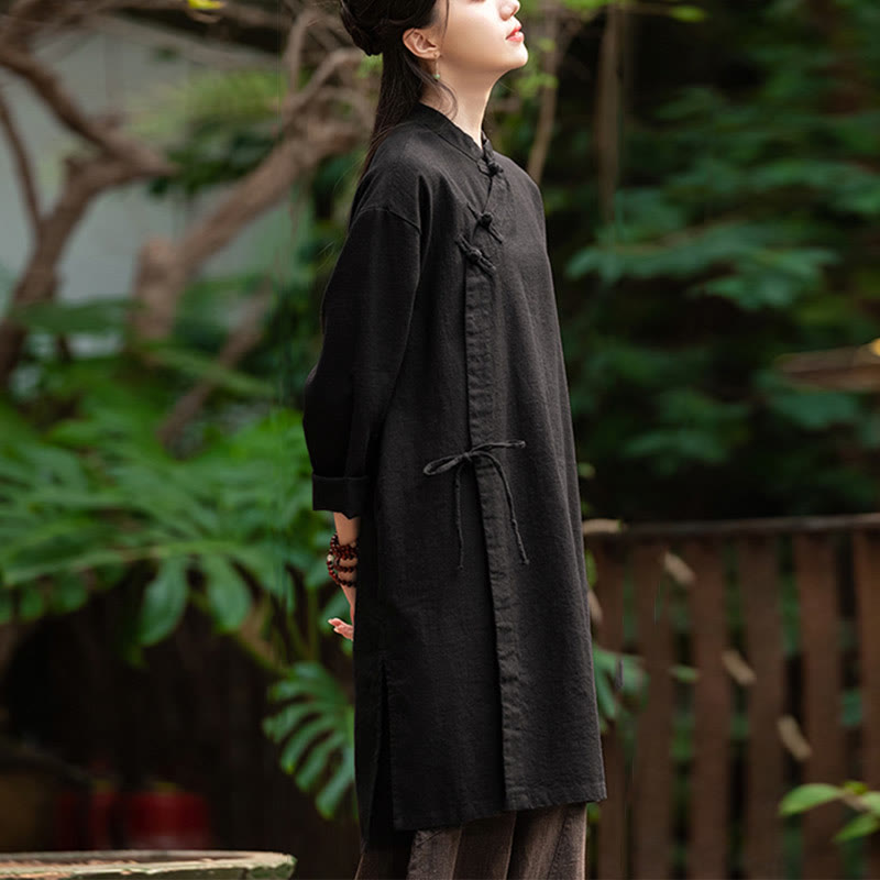 Nimara Ritual Vintage Cotton Linen Blouse Women Long Sleeve Shirt Chinese Hanfu Top