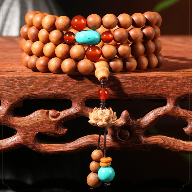 Nimara Ritual Tibetan Sandalwood Lotus Enlightenment Charm Mala Bracelet