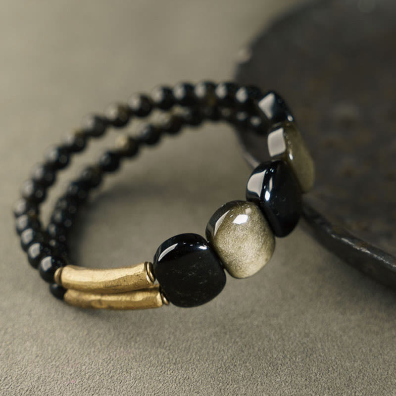 Nimara Ritual Black Obsidian Gold Sheen Obsidian Strengthen Bracelet