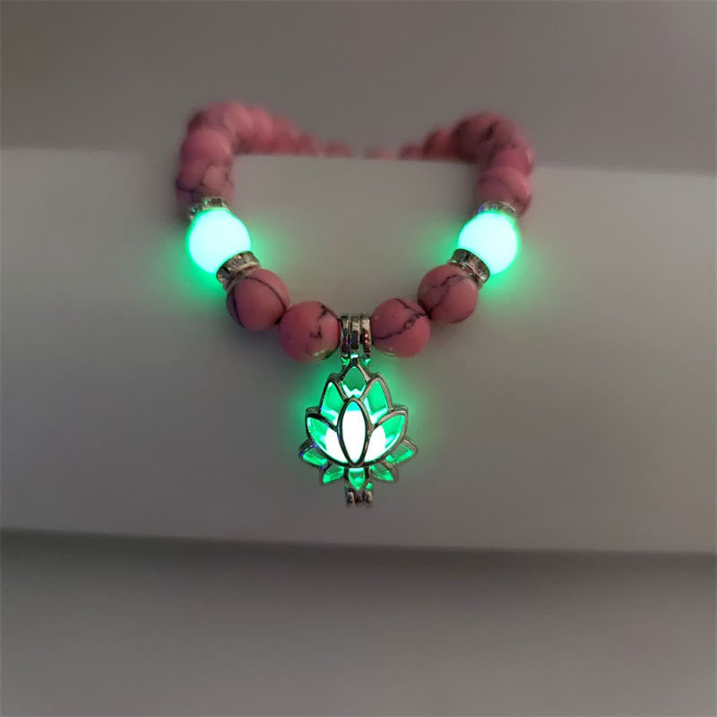 Nimara Ritual Tibetan Turquoise Glowstone Luminous Bead Lotus Protection Bracelet