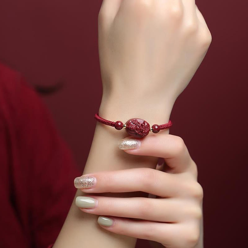 Nimara Ritual Chinese Zodiac Natal Buddha Cinnabar Keep Away Evil Spirits Rope Bracelet