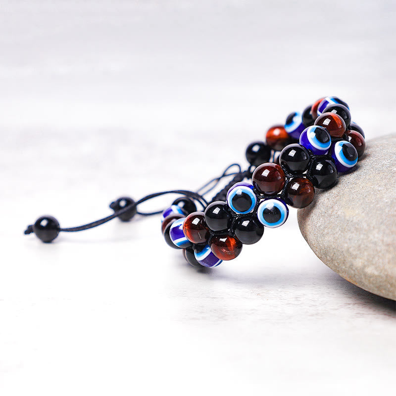 Nimara Ritual Evil Eye Hematite Tiger Eye Protection Beaded Bracelet