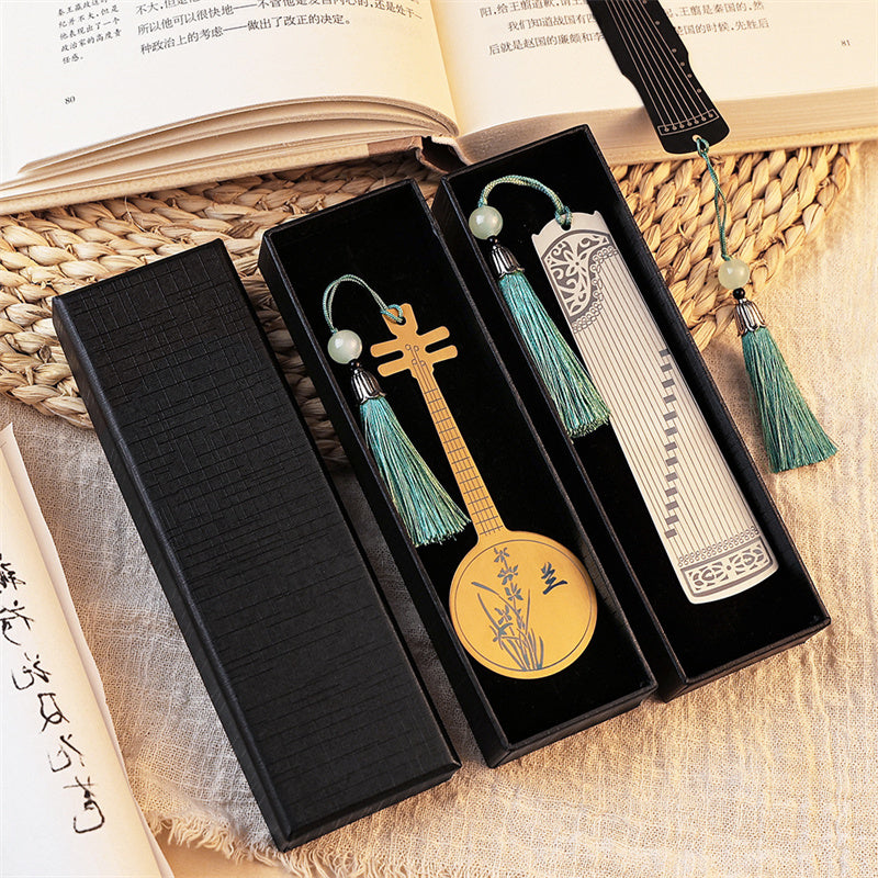 Nimara Ritual Classical Musical Instruments Pipa Guzheng Guqin Ruan Metal Bookmarks Tassel With Gift Box