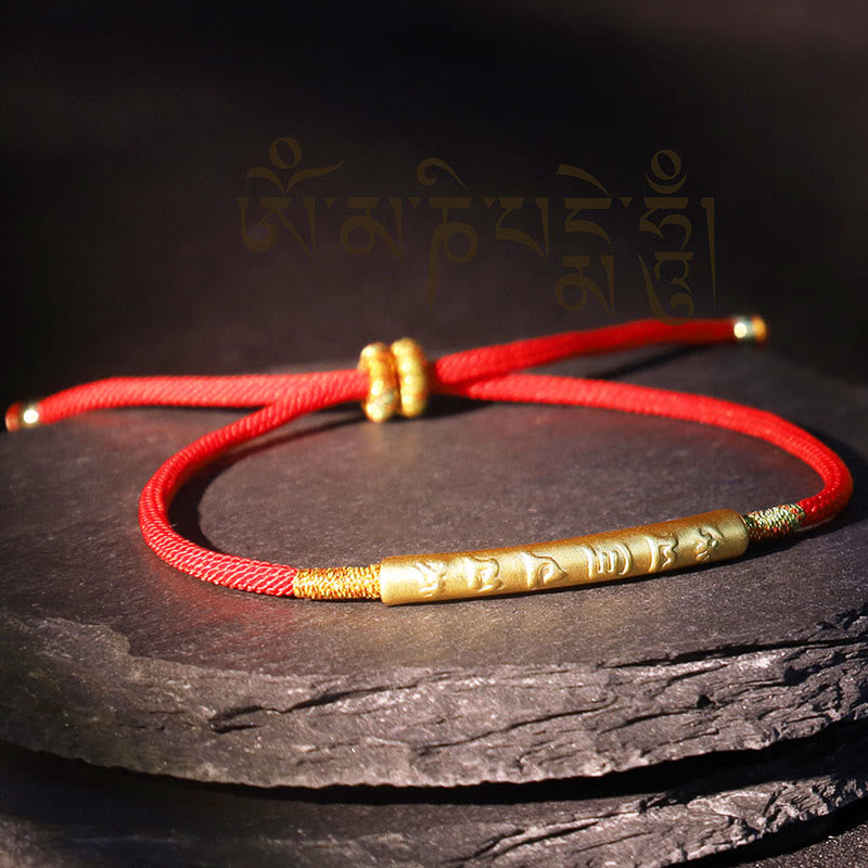 Nimara Ritual Tibetan Buddhist Handmade Mani Mantra Lucky Red String Bracelet