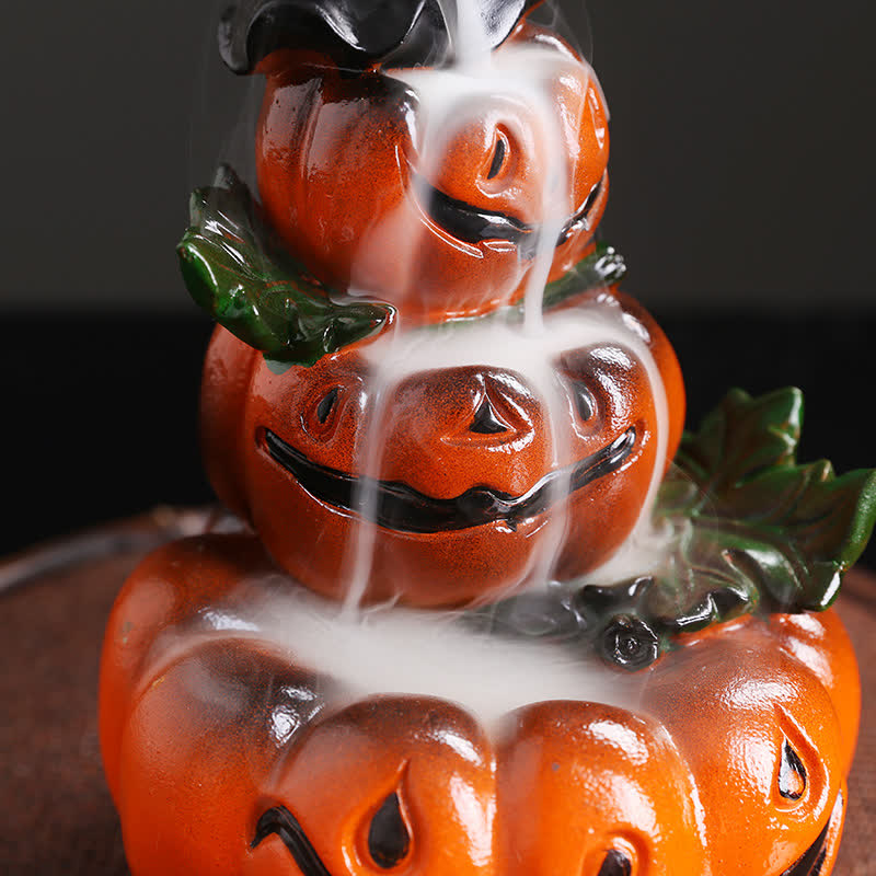 Nimara Ritual Halloween Pumpkins Ghost Resin Backflow Smoke Fountain Incense Burner Decoration