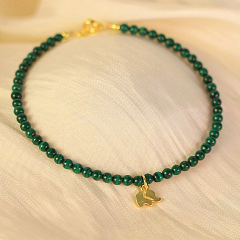 Nimara Ritual Natural Malachite Elephant Anti-Anxiety Charm Bracelet