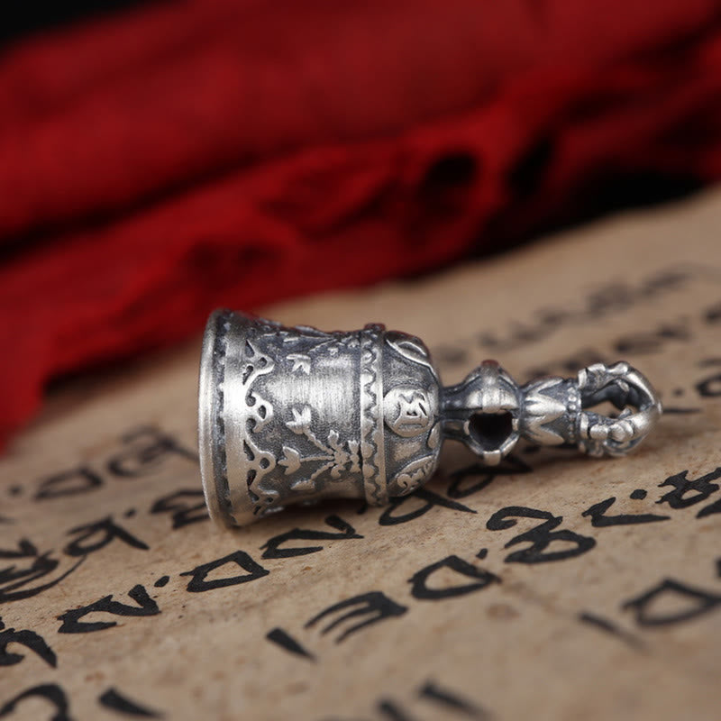 Nimara Ritual Tibet 925 Sterling Silver Om Mani Padme Hum Dorje Bell Vajra Engraved Enlightenment Pendant Hanging Decoration