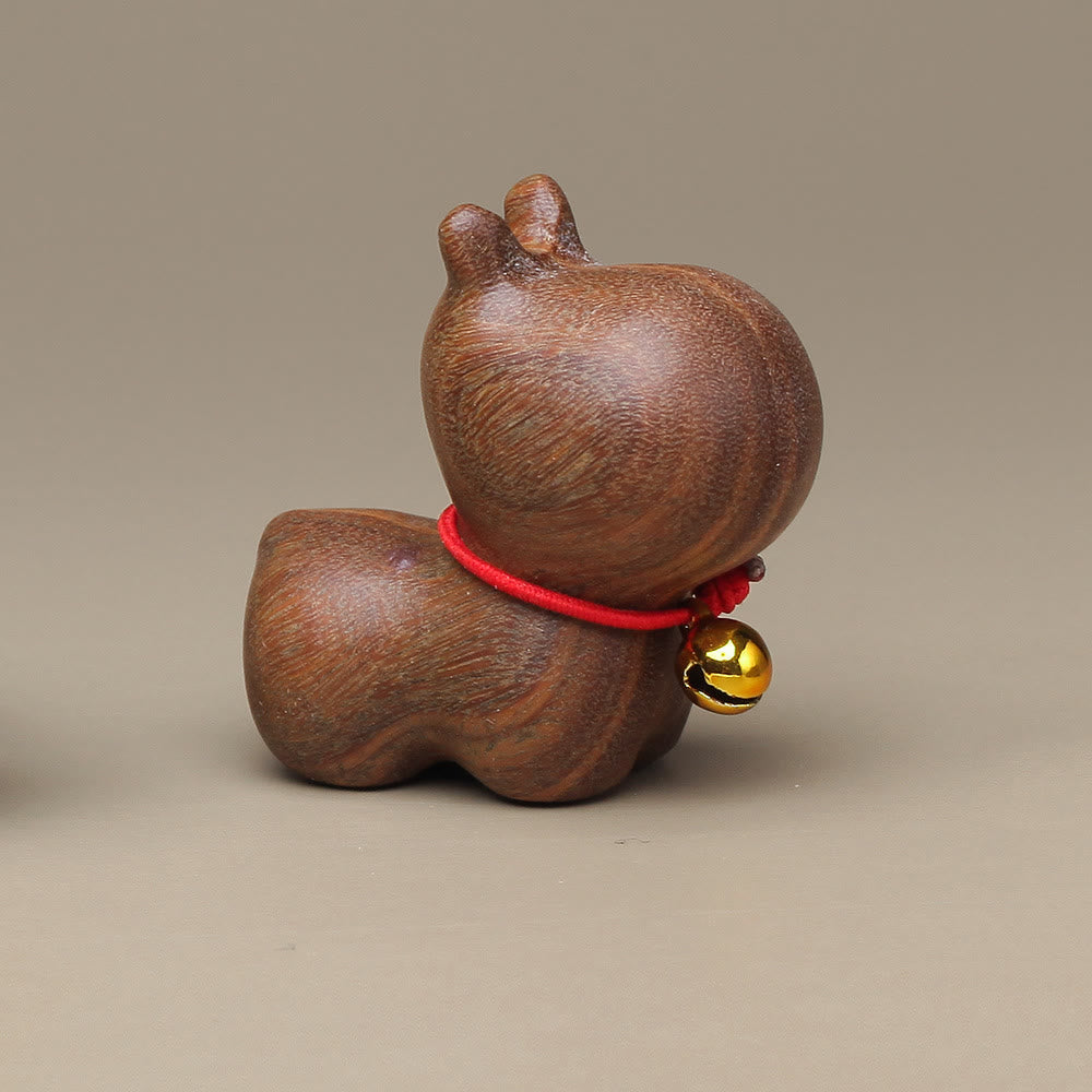 Nimara Ritual Green Sandalwood Small Leaf Red Sandalwood Cute Cat Animals Soothing Peace Decoration