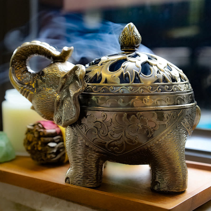 Nimara Ritual Elephant Alloy Incense Holder Home Decoration Incense Burner