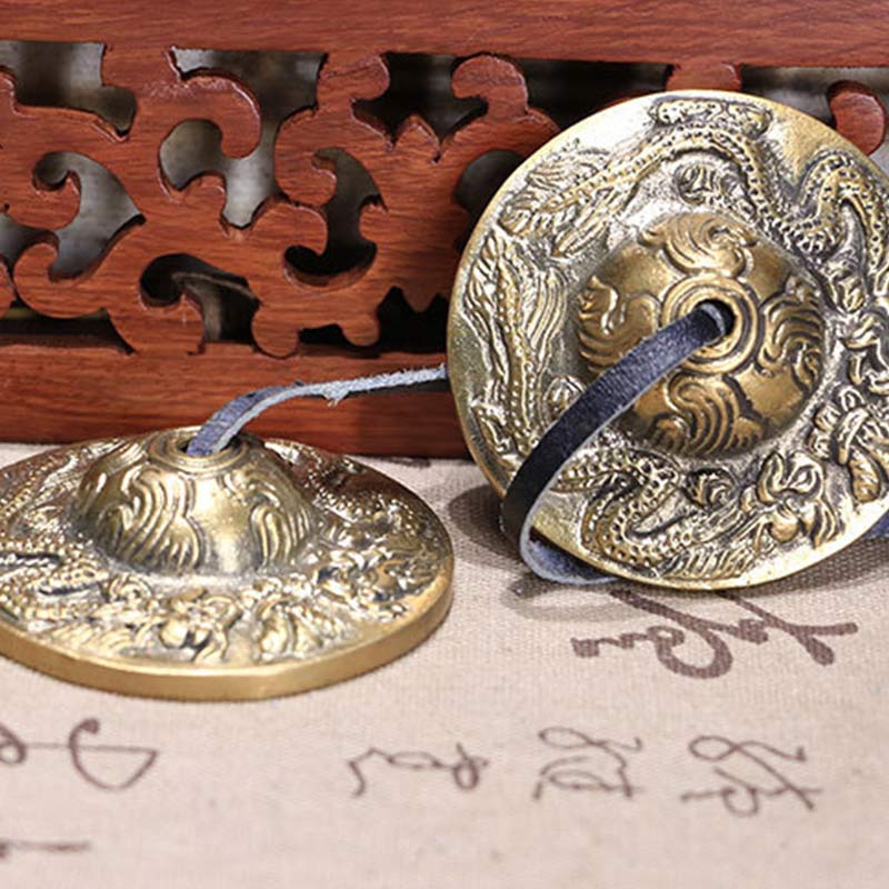 Nimara Ritual Tibetan Tingsha Bell Six True Words Dragon Copper Balance Decoration With Bag