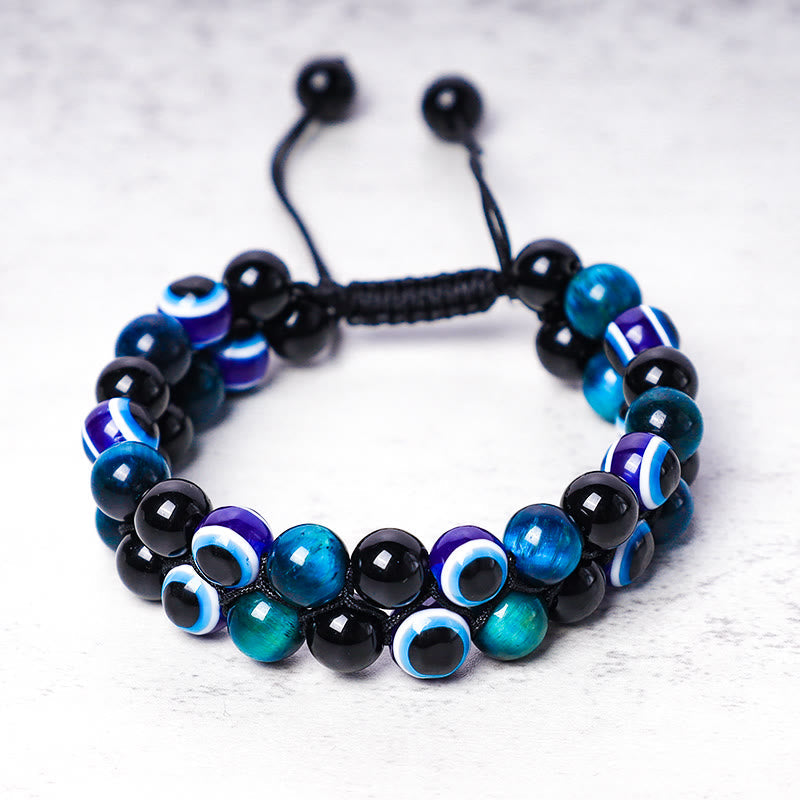 Nimara Ritual Evil Eye Hematite Tiger Eye Protection Beaded Bracelet