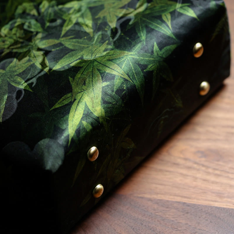 Nimara Ritual Bamboo Leaves Butterfly Koi Fish Bamboo Handles Handbag