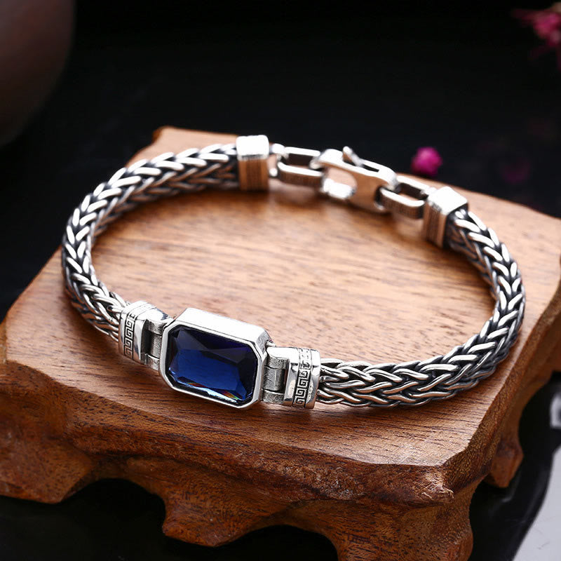 Nimara Ritual Retro Blue Acrylic Dragon Keel Braided Design Healing Wealth Buckle Bracelet