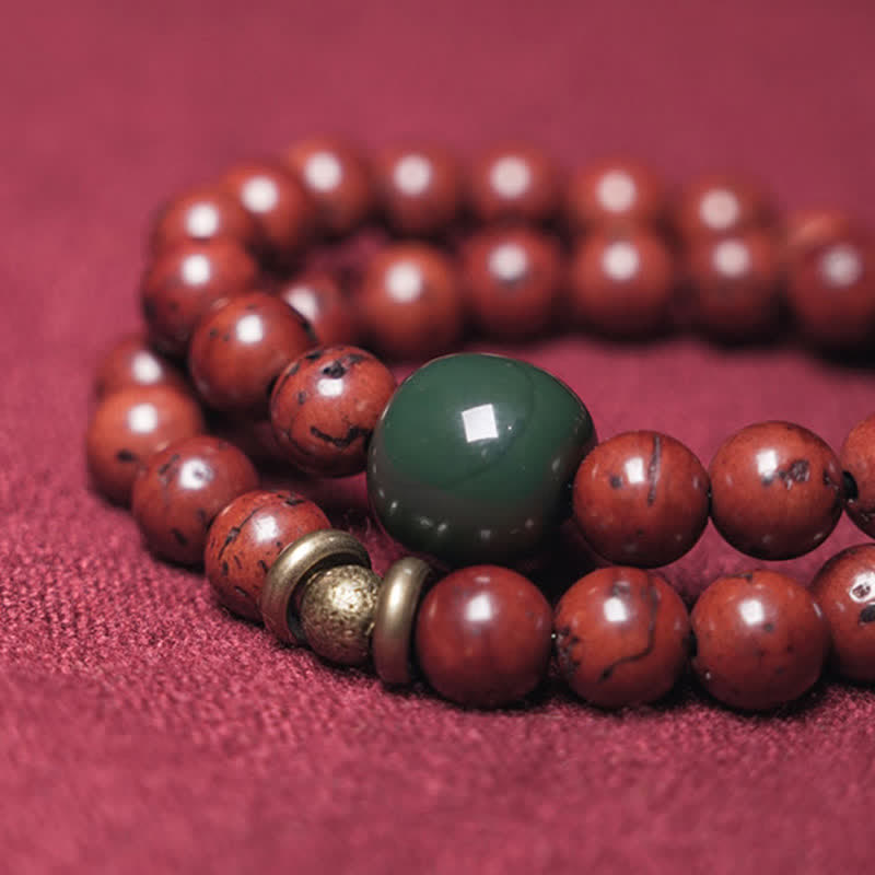Nimara Ritual Bodhi Seed Cyan Jade Copper Peace Luck Bracelet