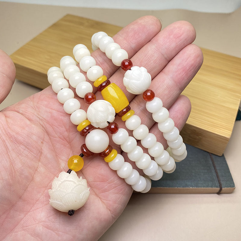 Nimara Ritual Lotus Bodhi Seed Mala 108 Beads Protection Bracelet