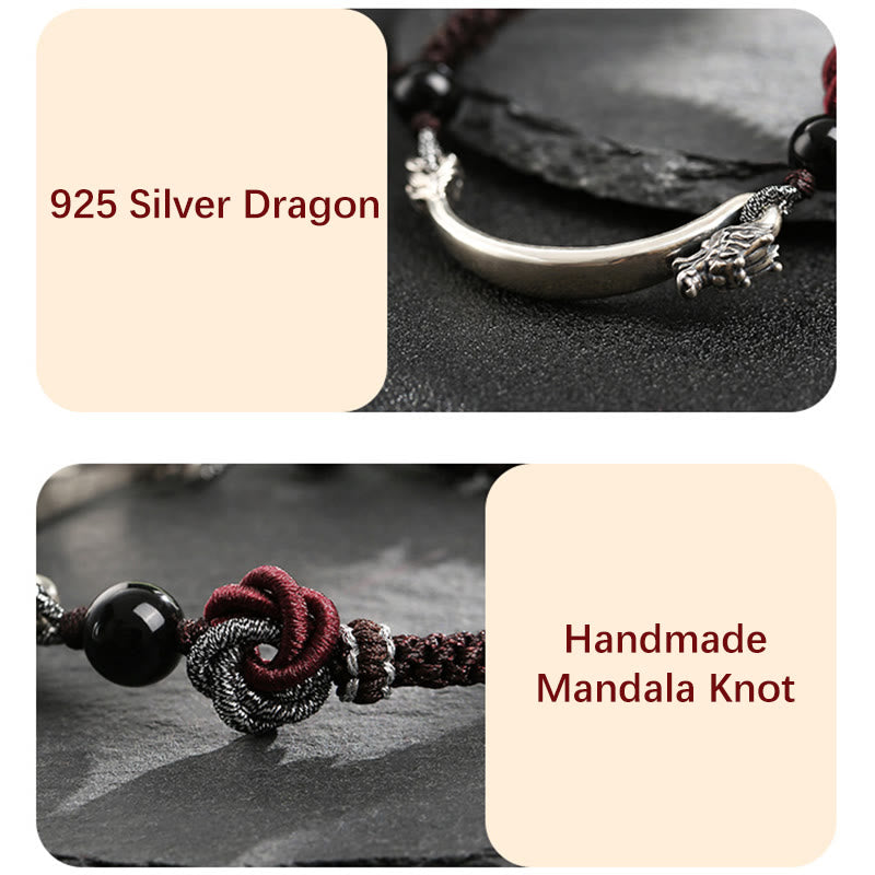 Nimara Ritual 925 Sterling Silver Auspicious Dragon Success Handcrafted Braided Bracelet