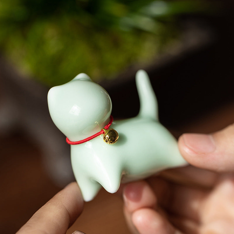 Nimara Ritual Mini Small Cute Cat Tea Pet Ceramic Home Desk Figurine Decoration