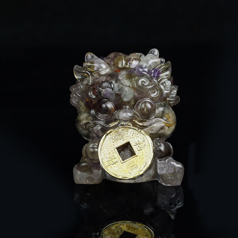 Nimara Ritual Handmade Cute PiXiu Gold Coin Crystal Fengshui Energy Wealth Fortune Home Decoration