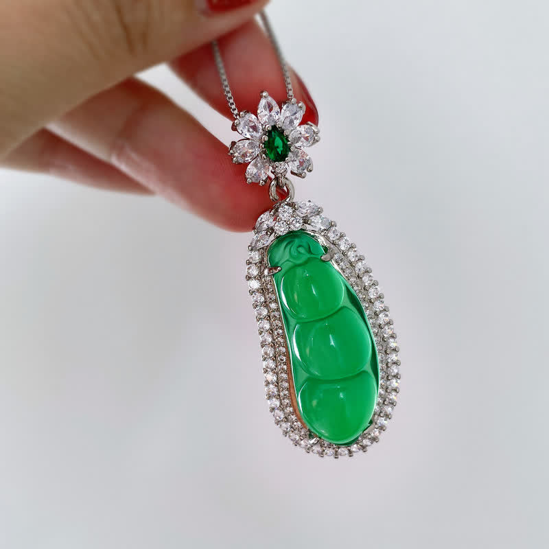 Nimara Ritual Fortune Bean Cyan Jade Luck Necklace Pendant