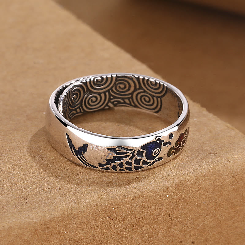 Nimara Ritual Koi Fish Auspicious Cloud Design Luck Wealth Ring