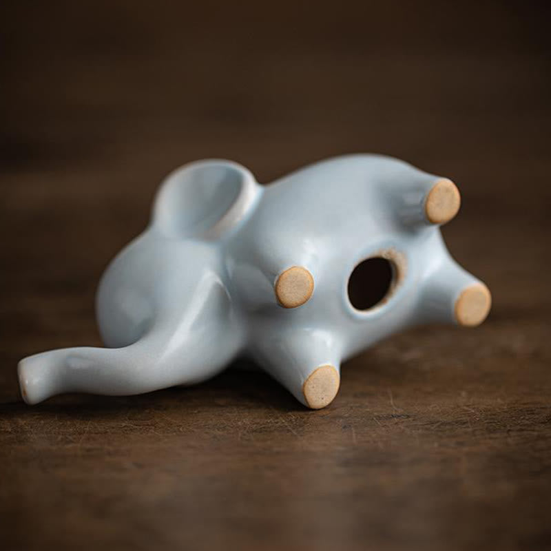 Nimara Ritual Small Ceramic Elephant Home Tea Pet Figurine Desk Decoration