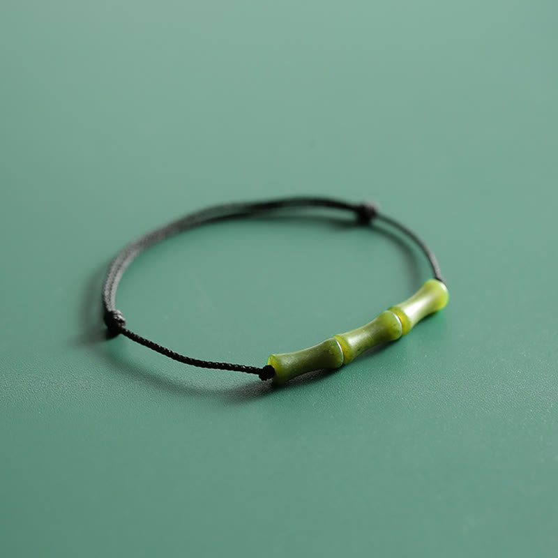 Nimara Ritual Green Bamboo Jade Pattern Luck Abundance Bracelet