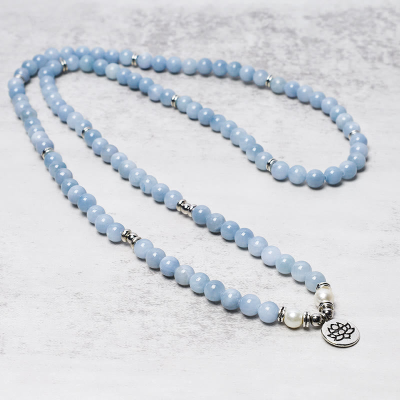 Nimara Ritual 108 Mala Beads Aquamarine Healing Bracelet