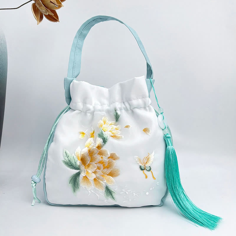 Nimara Ritual Suzhou Embroidery Rabbit Lotus Epiphyllum Peony Magnolia Silk Tote Crossbody Bag Shoulder Bag Handbag