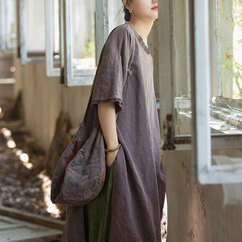 Nimara Ritual Ramie Linen Split Hem Top Women's Half Sleeve T-Shirts
