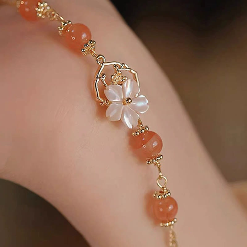 Nimara Ritual Red Agate Tridacna Stone Flower Confidence Bracelet