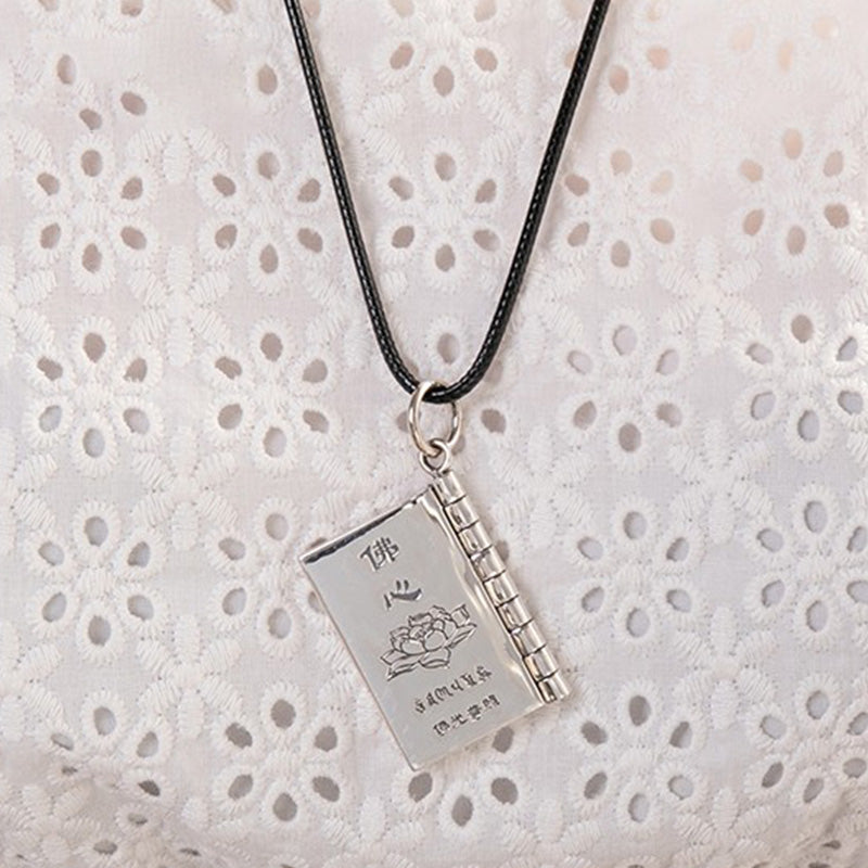 Nimara Ritual 990 Sterling Silver Heart Sutra Great Compassion Shurangama Mantra Lotus Vajra Peace Necklace Pendant